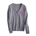thumbnail image 5 of GUZOM Sweaters Womens Gray Acrylic Cardigan with Pink Heart Wings - Loose V-Neck S-XXXL for Casual Office Layering Everyday Wear,Size M, 5 of 5