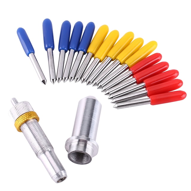 15 piezas de cuchillas de corte de acero de tungsteno para plotter, herramienta de corte de 30, 45 y 60 grados con soporte