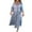 Blue, variant on Wdfiry Solid Color Dress for Women Plus Size Lapel Long Sleeve Dress Button Down Pleated Maxi Dresses