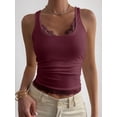 thumbnail image 4 of Women's Y2K Lace Tank Top Sleeveless Square Neck Crop Tops Streetwear Wine Red S, 4 of 9