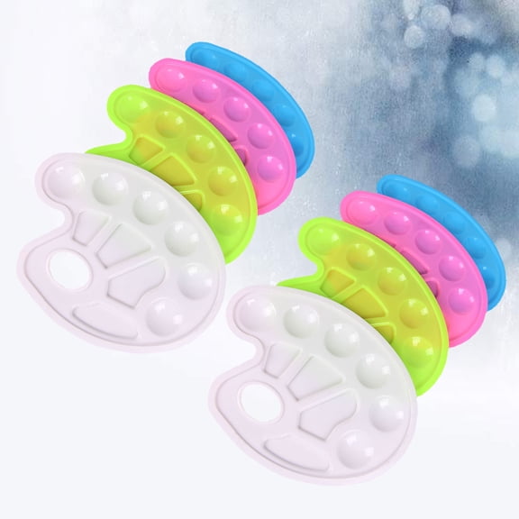 LEORX 8Pcs Easy to Clean Painting Trays Plastic Palette for Artists White Pink Green Blue
