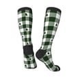 thumbnail image 4 of Daiia Sports Socks Green White Lumberjack Plaid Printed Novelty Crew Socks for Men Women Knee High Socks Cotton Socks Soft & Breathable Support Unisex Socks, 4 of 9