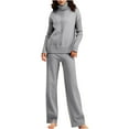 thumbnail image 2 of Babysbule Womens Fall Plus Top Sets Outfit Women Winter Knit Long Sleeved Pants Shirt Casual Two Piece Suit, 2 of 9