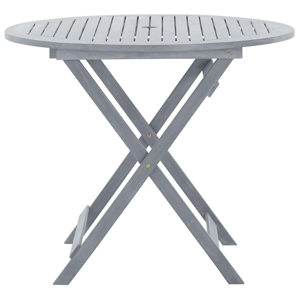 Kepooman 27.6" x 27.6" Outdoor Garden Folding Table, Patio Solid Acacia Wood Bistro Table with A Umbrella Hole