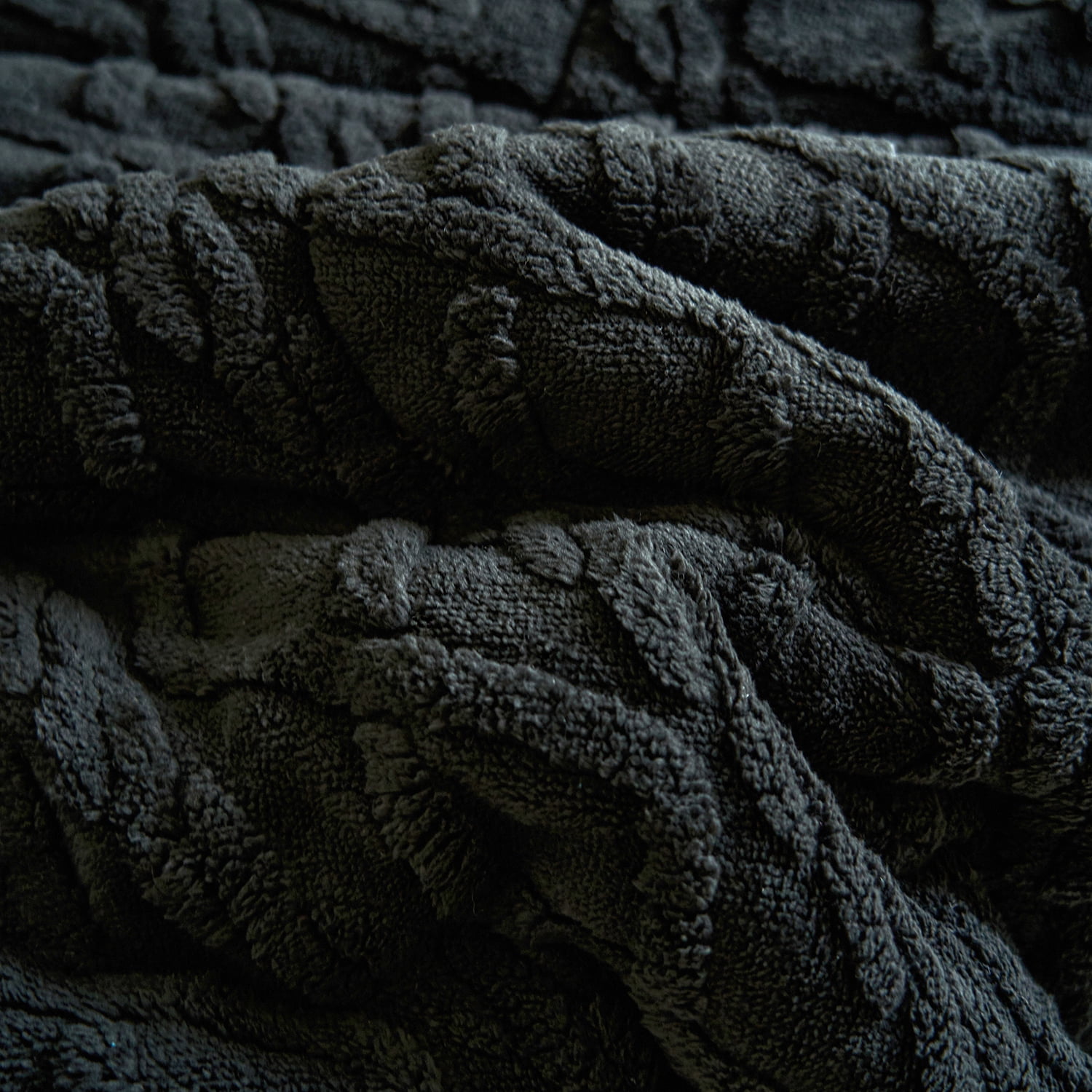 NC Winter Warm 3 Ply Borrego Fleece Black Soft Microfiber Bed Blanket, Queen