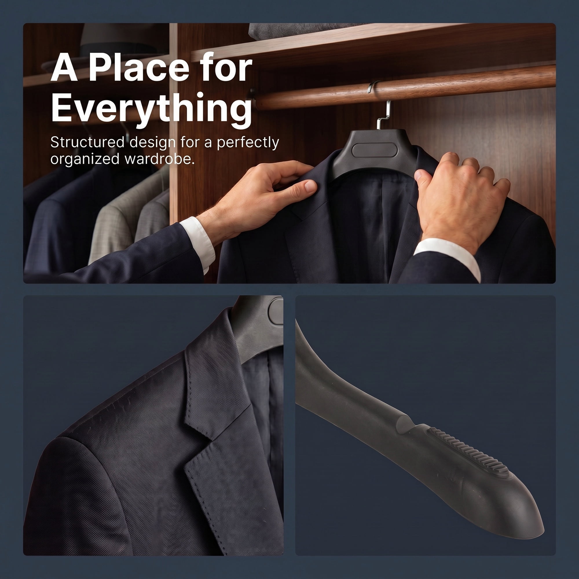 Unique Bargains Durable Suit Hangers Set of 4 Hangers for Coats 15.4"x25" Black A