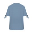 thumbnail image 4 of Shirts for Women Spring Summer V Tie Button Side Sleeve fork T Shirt Short Sleeve Loose Fit Soft Bamboo Hemp Breathable Casual Daily Wear Top L Size Spring Summer Womens Tops, 4 of 5