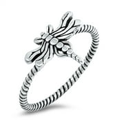 Oxidized Dragonfly Firefly Ring .925 Sterling Silver Twisted Band Jewelry Female Male Unisex Size 10