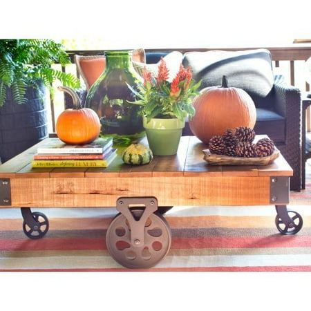 Cocktail Wheel - Weston Home Clayton Cocktail Table with Wheels