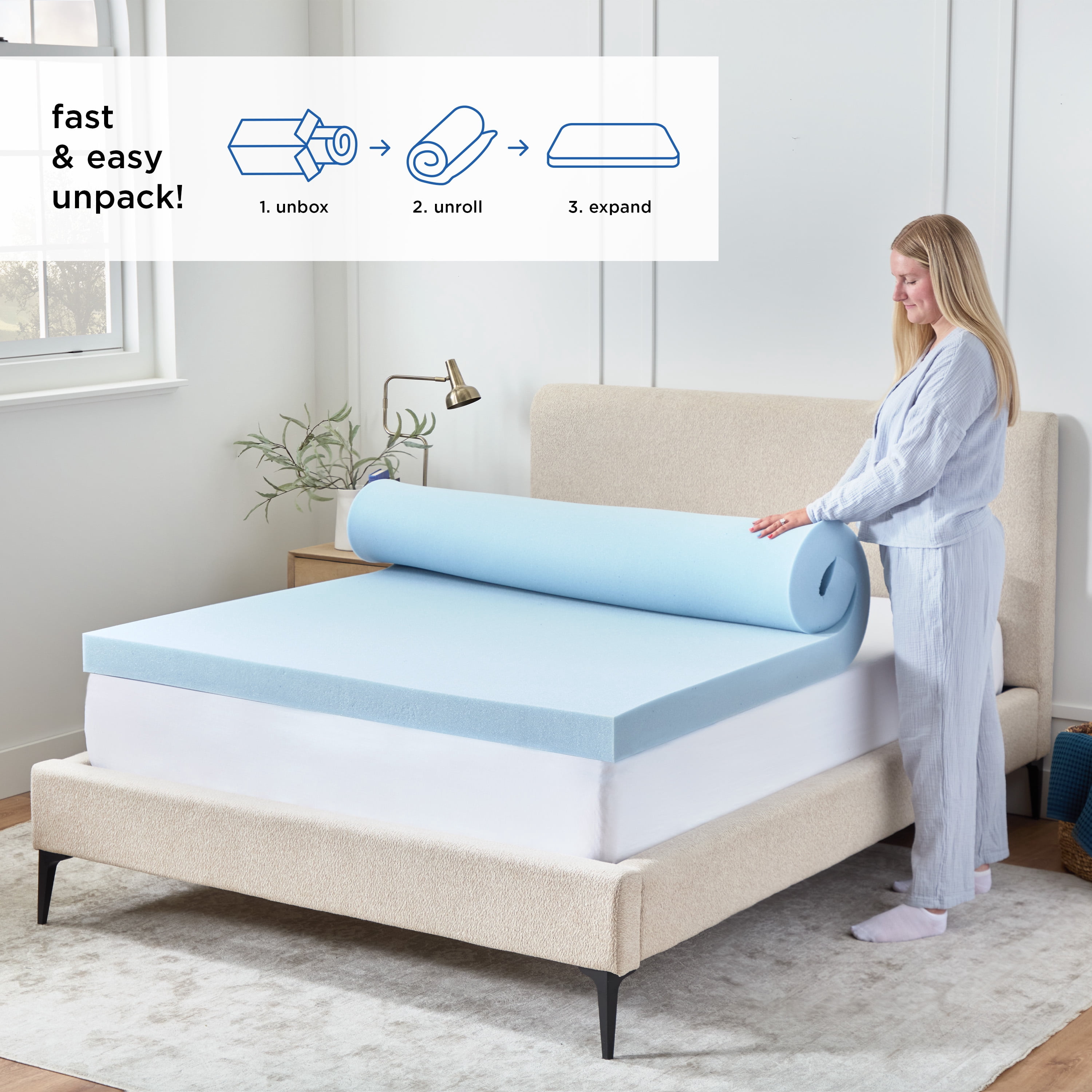 Mainstays 4" Memory Foam Mattress Topper, King