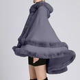 thumbnail image 4 of Charmgo Faux Fur Shawl, Women Hooded Poncho Cape Faux Shawl Wrap With Trim Sleeveless Cardigan Cloak Fashion Tops Coat Fur Shawl Wraps for Women Grey One Size, 4 of 5