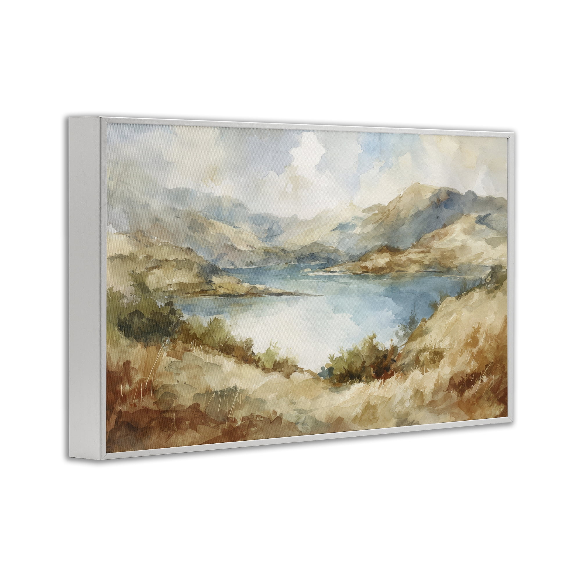 Stupell Industries Secret Mountain Lake Panorama White Framed Giclee Art, design by Petal Prints Design