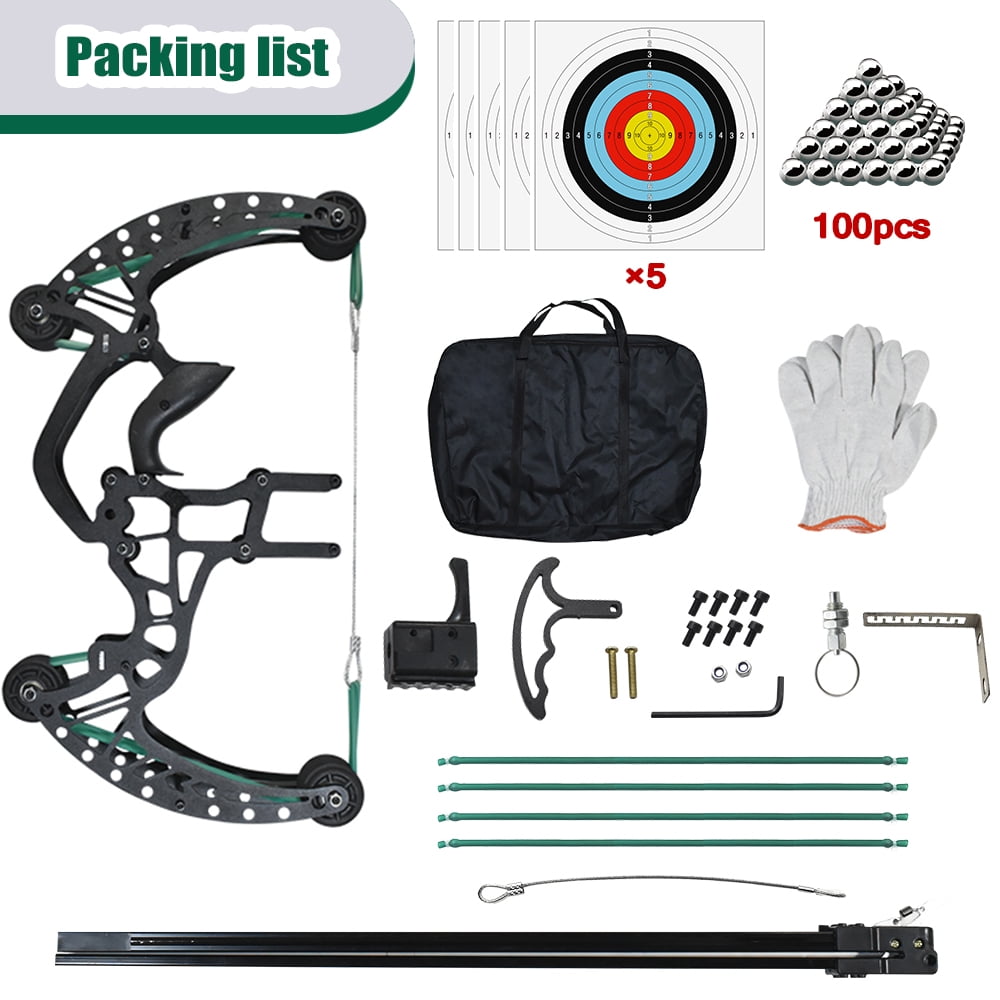 Runzkzy Metal Belt Steel Ball Slingshot for Outdoor Shooting and Hunting, Dual-Purpose Compound Bow with Pulley System