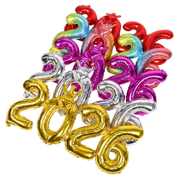 Raindrops 5Pcs Assorted Color 2026 Foil Balloons Jumbo Number Balloons for New Year Party Decor