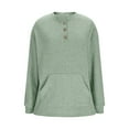 thumbnail image 4 of Womens Long Sleeve Henley Shirt 3 Button V Neck Ribbed Spring Blouses Business Casual Tops with Kangaroo Pocket, 4 of 8