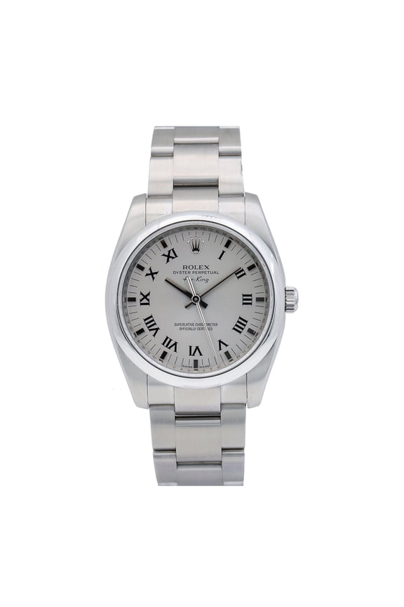 Pre-Owned Rolex Air-King 34MM 114200 Silver Roman Dial Smooth Bezel Stainless Steel Oyster Bracelet