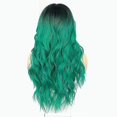 thumbnail image 4 of Long Wavy Wig Green Wigs For Women Middle Part Curly Synthetic Hair Teal Wigs For Women Natural Looking Heat Resistant Fiber For Daily Party Cosplay U, 4 of 5