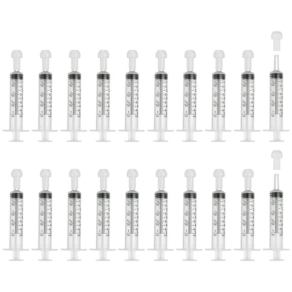 Uxcell Feeding Syringes with Cap Plastic Syringes Pet Feeding Measuring Tool No Needle, 5ml, White, 20 Pcs for Pets