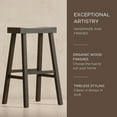 thumbnail image 4 of Maven Lane Vincent 31 Inch Tall Bar Height Backless Rectangular Saddle Barstool in Antiqued Brown Finish with Rustic Wood Top Seat, Set of 2, 4 of 6