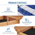 thumbnail image 3 of YIYADO Wooden Sandbox for Kids with Adjustable Shade & 2 Foldable Bench Seats, 46", 3 of 6