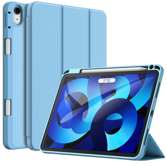 JETech Case for iPad Air 11-Inch M3/M2 (2025/2024), iPad Air 5/4 (2022/2020 5th/4th Generation 10.9-Inch) with Pencil Holder, Slim Tablet Cover with Soft TPU Back, Auto Wake/Sleep (Light Blue)