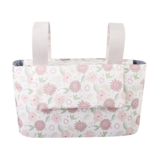 Bolso de bolsas de bolsas de carriola organizadora de cochecitos, bolsita de pañales portátiles, universal, cochecito, bolsa de cochecito para bebés Flor