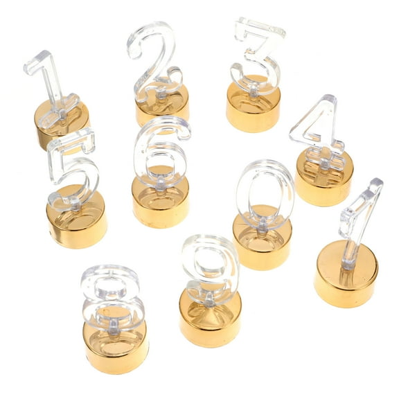 Topbathy 10Pcs Chic Design Number Candle Light Golden Smokeless LED Candles for Celebrations