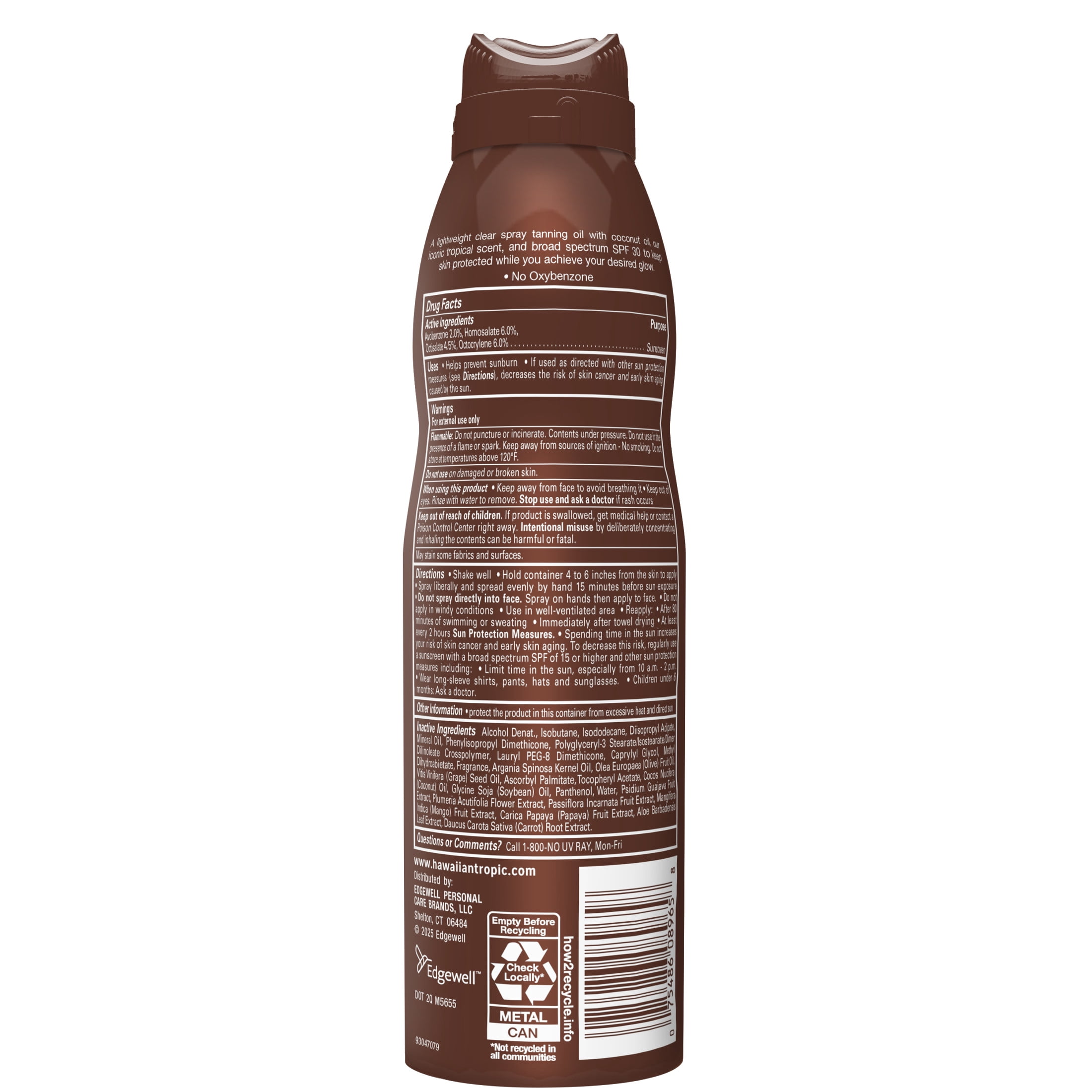 Hawaiian Tropic Protective Tanning Spray Sunscreen SPF 30, 6 oz