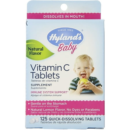 Hyland's Baby Vitamin C Quick Dissolving Tablets, Natural Lemon 125 (Best Time To Give Vitamins To Toddler)