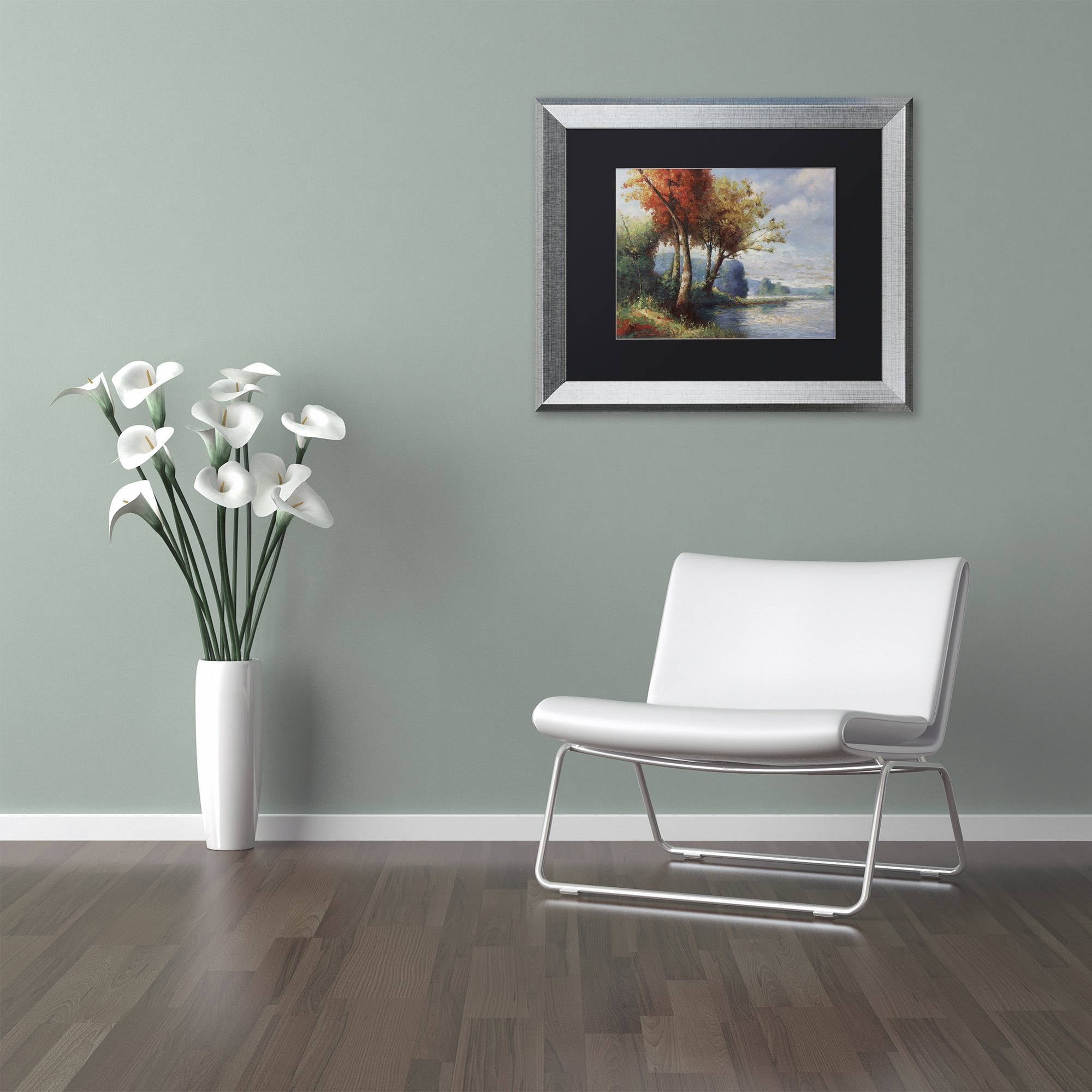 Trademark Fine Art "Corot Tribute" Canvas Art by Daniel Moises, Black Matte, Silver Frame