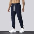 thumbnail image 2 of Momasggi Sweatpants for Men Elastic Waist Drawstring Joggers Pants Workout Athletic Running Pants Lightweight Solid Color Sweatpants with Pockets Dark Blue XL, 2 of 7