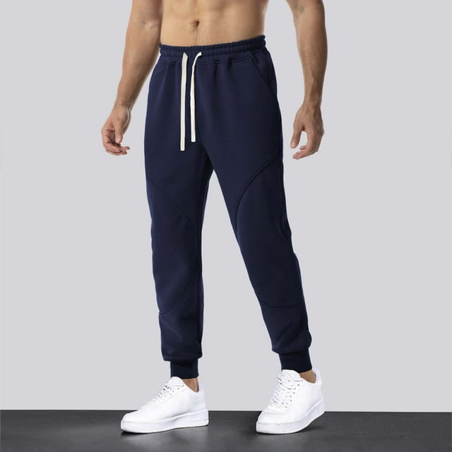 Pantalones largos para hombre, lisos, informales, con cintura elástica y bolsillos, deportivos