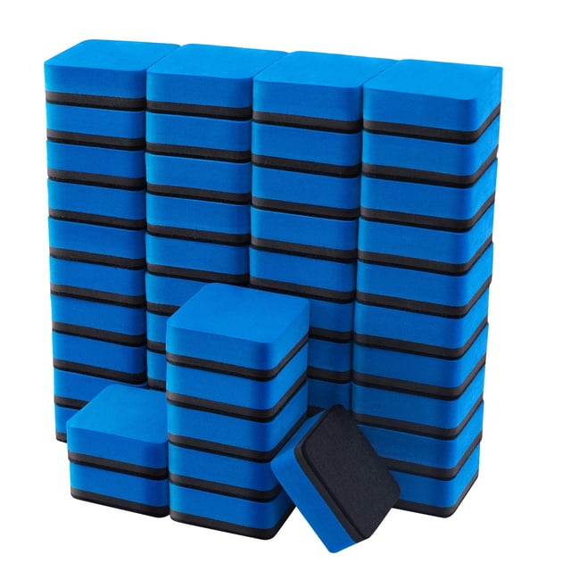 Borradores magnéticos de borrado en seco para pizarra blanca, paquete de 48 unidades, azul