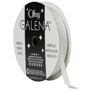 Offray Ribbon, Silver 1/4 inch Galena Metallic Ribbon, 5 yards