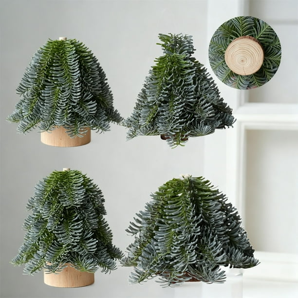Árboles De Plástico Adorno navideño de mano para árbol de Navidad, plástico verde, 18x15x15cm, decoración de escritorio con escena navideña, 1 unidad Rkxzt