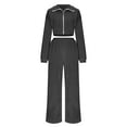 thumbnail image 4 of Miqool Two Piece Velvet Outfits for Women Crop Top Zip Collared Sweatshirt Jacket and Wide Leg Pants Set Velour Tracksuits, 4 of 8