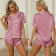 thumbnail image 3 of yunLCZ Nightgowns for Women Silk Pajama Set For Women Shorts And Top Summer Sets Satin Button Up Pajamas Comfy 2 Sleepwear Sets Nightshirt, 3 of 4