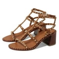 thumbnail image 3 of YDN Women Open Round Toe Strappy Gladiator Sandals Rivet Studded Stacked Chunky Mid Heels Summer Dress Outdoor Shoes Size 4 Brown, 3 of 3