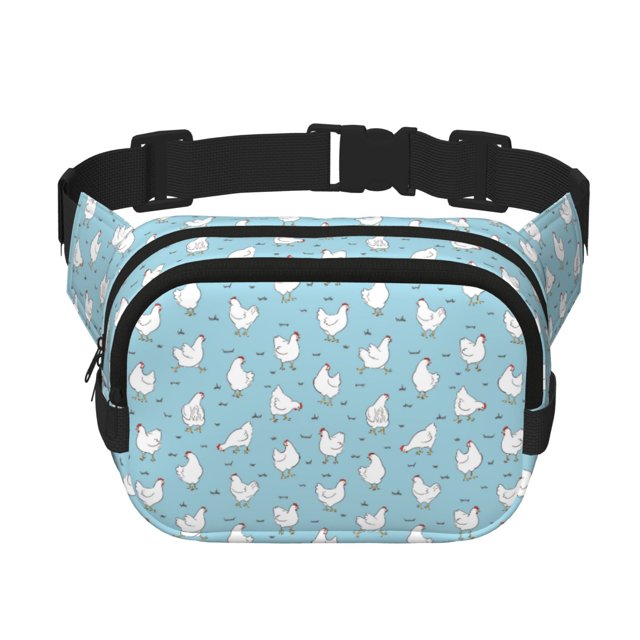 Fotbe Funny Chicken Cangurera Cuadrada con Estampado de Doble Capa, Bolsa de Cintura Ajustable Mini para Hombres y Mujeres