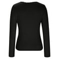 thumbnail image 6 of HAiming Women Lace Trim Long Sleeve Cropped Tops Casual V Neck Slim Pullover Base Tees Going out Tight Shirts, 6 of 9