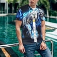 thumbnail image 6 of Lsque Futuristic Blue Light White Tiger Pattern Mens Polo Golf Shirts Funny Graphics Shorts Sleeve Button Shirts Baseball T-shirt-Large, 6 of 7