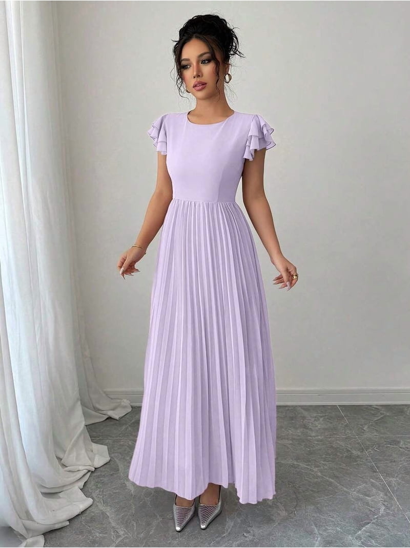 women mauve dress Bridesmaid Dresses neckline Decorative self MF21199