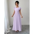 thumbnail image 5 of Mauve Purple Women Ruffle Sleeve Pleated Maxi Dress With Scoop Neck And Relaxed Fit, 5 of 6
