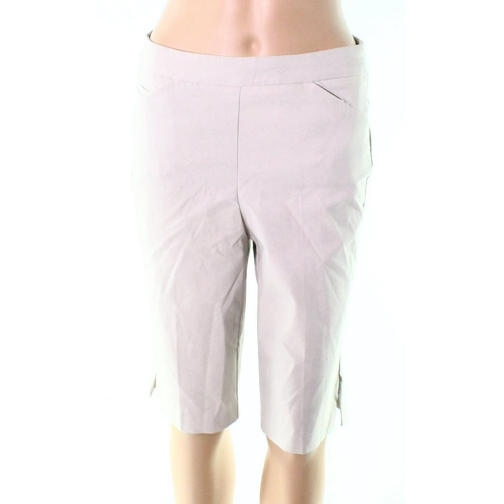 Tribal Shorts Khaki Solid Women's Pull On Bermuda Shorts 6