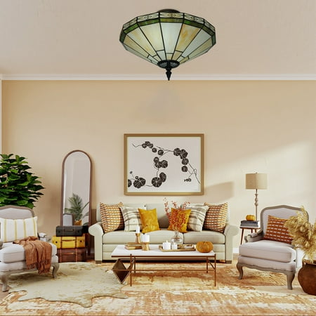 

Ethedeal Tiffany Ceiling Light Stained Glass Shade Chandelier Lamp Living Room Fixture