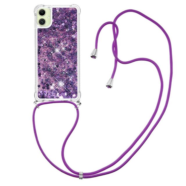 Funda FOXDOCK para Samsung Galaxy A05 con Cuerda Ajustable, Brillo Líquido, Protección Antigolpes y Lente – Ideal para Regalo