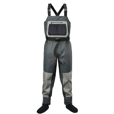 Breathable Chest Waders for Men & Women 3-Ply Nylon/PVC Waterproof Fishing Hunting Waders with Pockets and Neoprene Stocking for 4 Seasons Fly Fishing