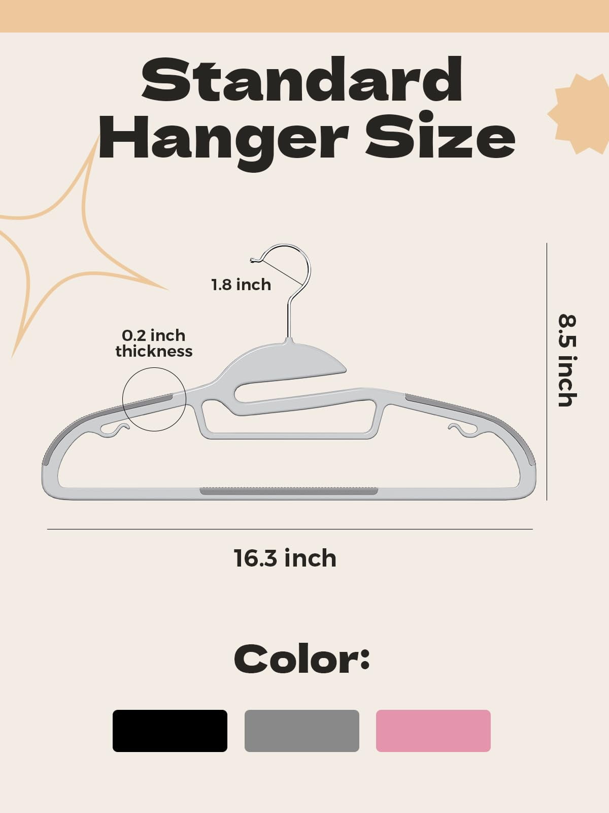 House Day Plastic Hangers 50 Pack Slim Non-Slip Clothes Hangers Space Saving with Rubber Pads S-Shaped Hangers for Shirt, Suit, Pant & Skirt,Gray