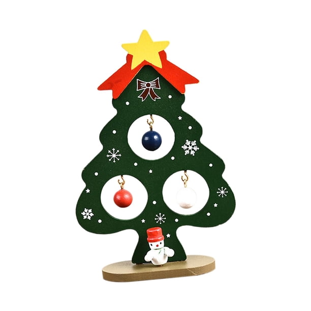 Árbol de Navidad de escritorio con adornos de bolas, adorno para árbol de festival, 13,7 cm Verde
