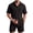 Black, variant on RICHCOIN Men's 2 Piece Outfits Textured Knit Short Sleeve Button Down Shirts and Shorts Old Money Casual Sets
